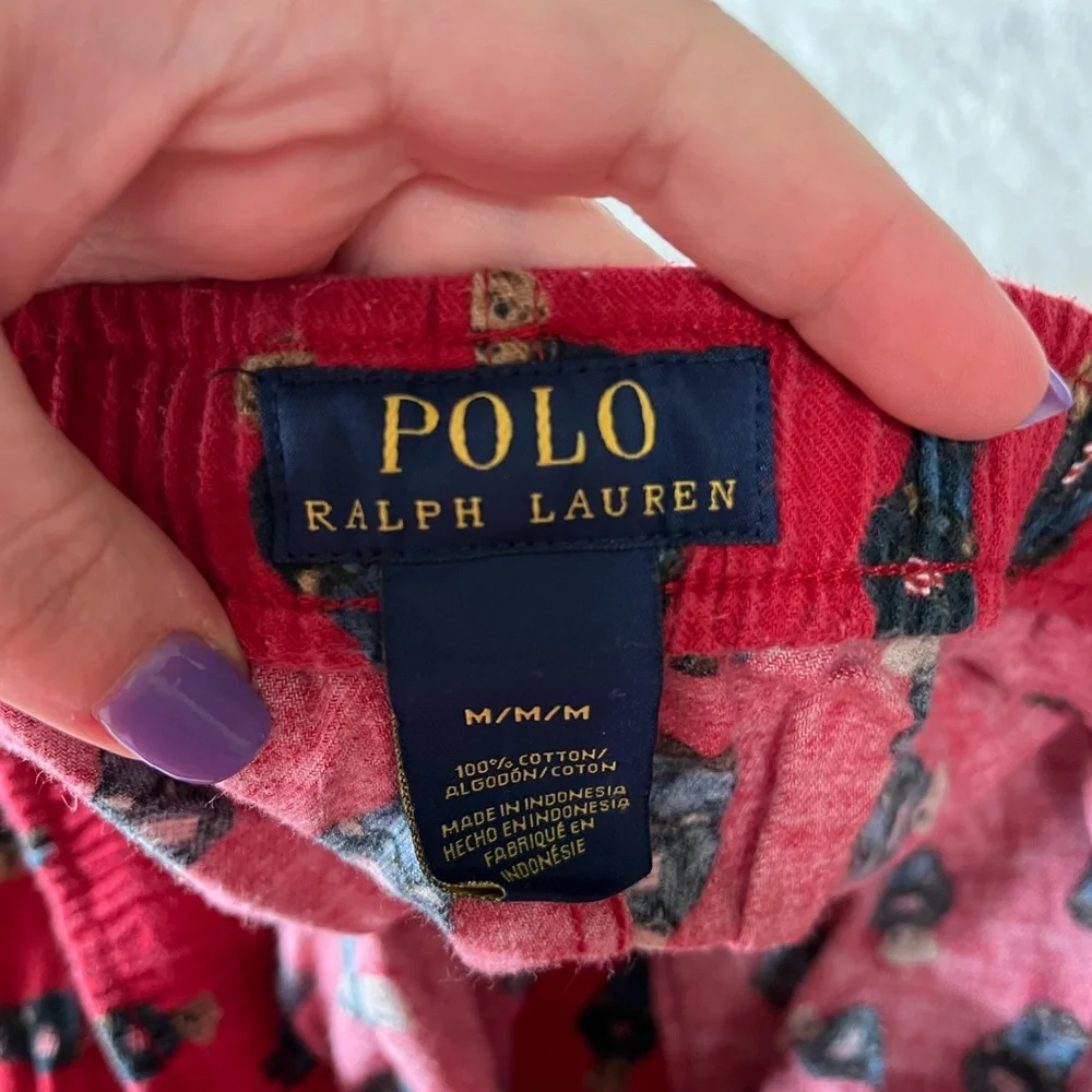 Vintage Polo Ralph Lauren Men’s Red Pajama Pants Polo Bear Lounge Sleep Pants - Picture 4 of 7
